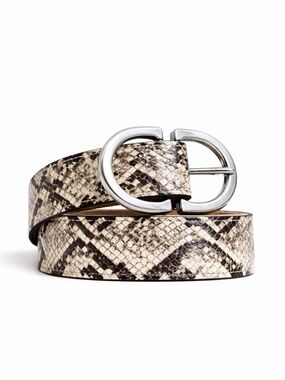 Suzy Shier Snake Print Belt with Silver-Tone Buckle – Size 18/20 EUC